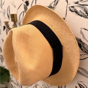 J. Crew Straw Fedora with Black Band